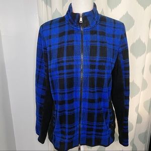 LRL Lauren Active Plaid Fleece Zip Up Jacket - L